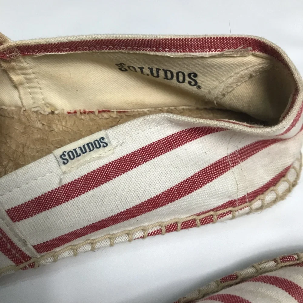 Soludos Red Stripe Espadrilles Slip On Canvas Shoes Size 8